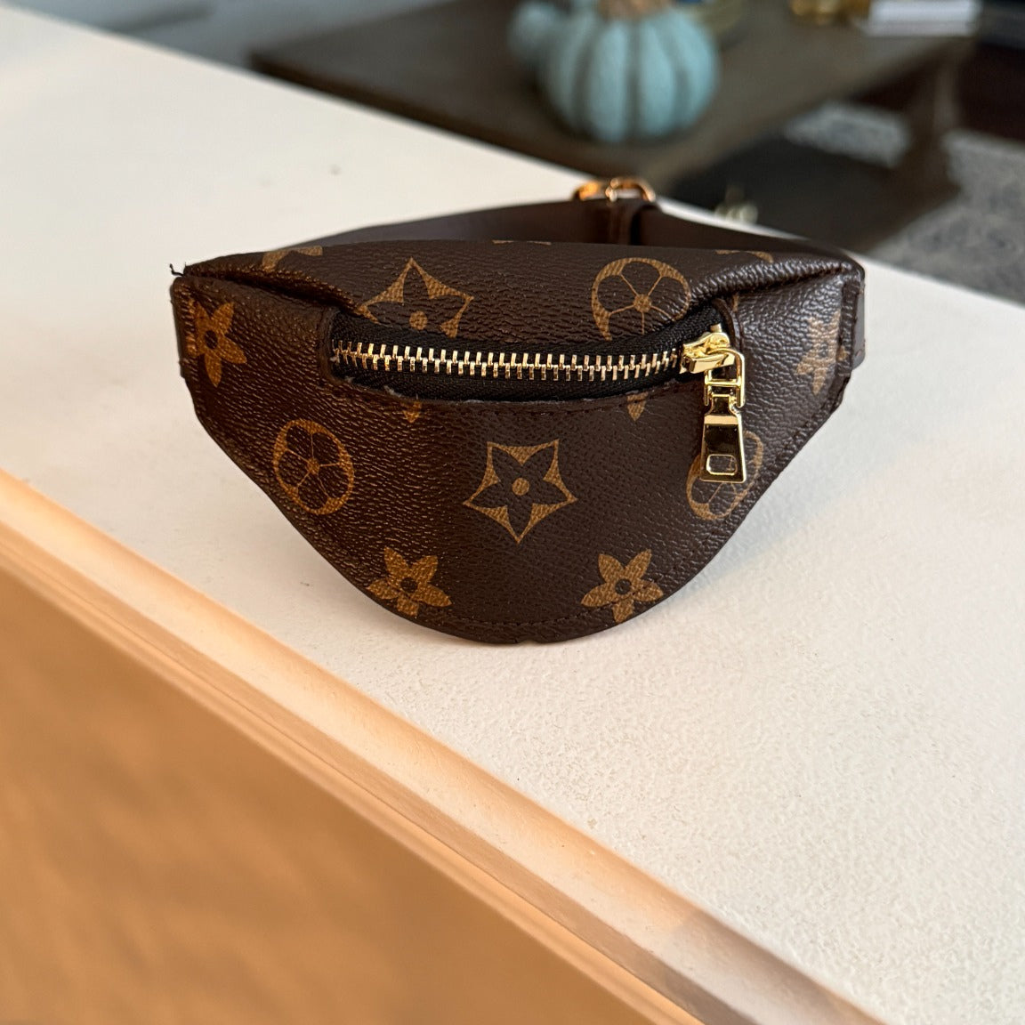 Printed Dog Fanny Pack in Chocolate Monogram, view 4