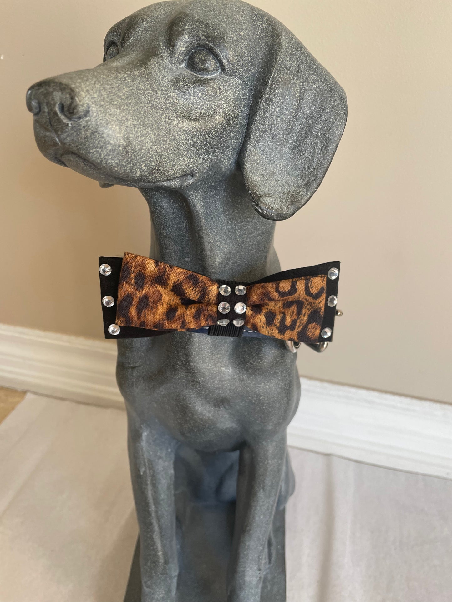 Black Leopard Print Dog Bow Tie, alternate view