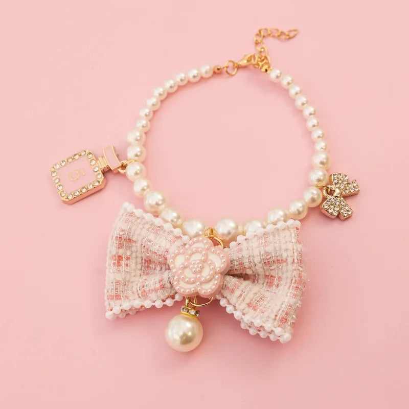 Pearl Bow Dog Necklace, view 2