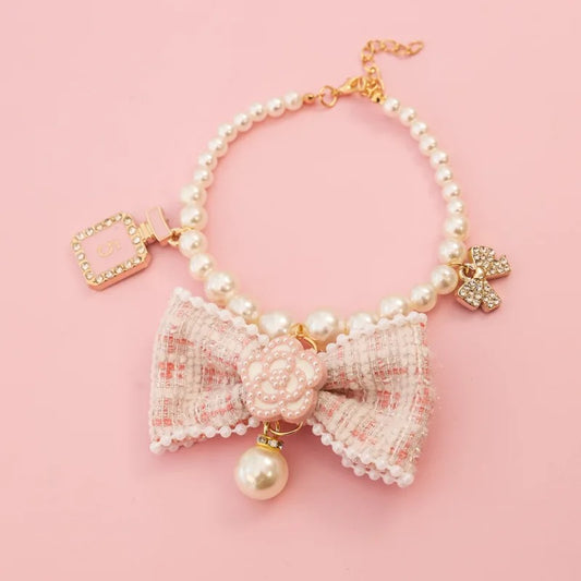 Pearl Bow Dog Necklace, view 2