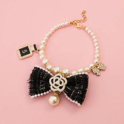 Pearl Bow Dog Necklace, view 3