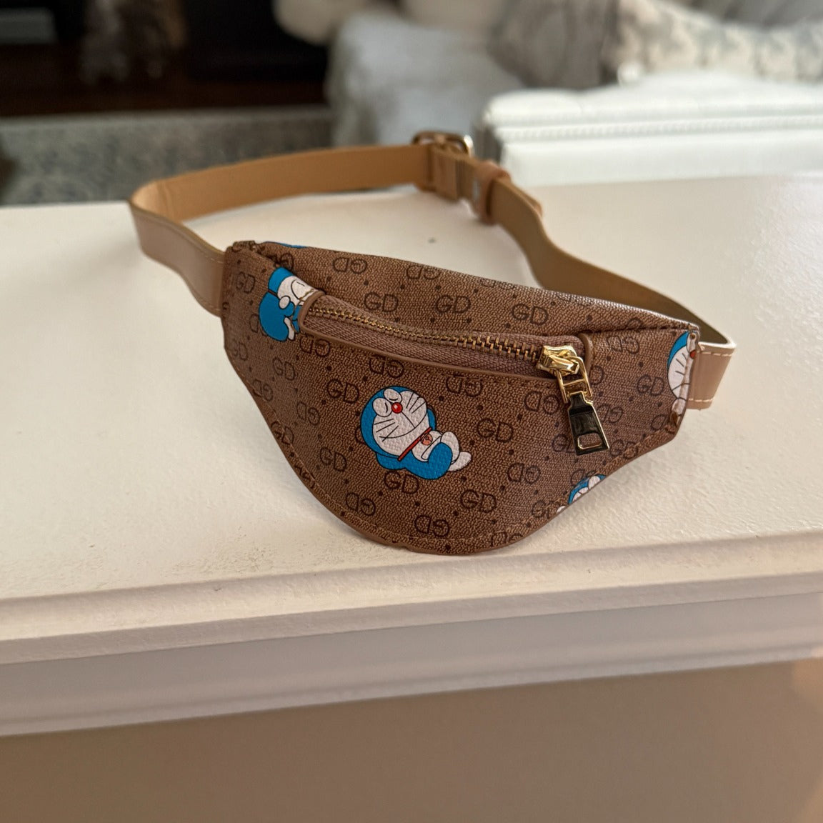 Printed Dog Fanny Pack in Cat Print, view 5