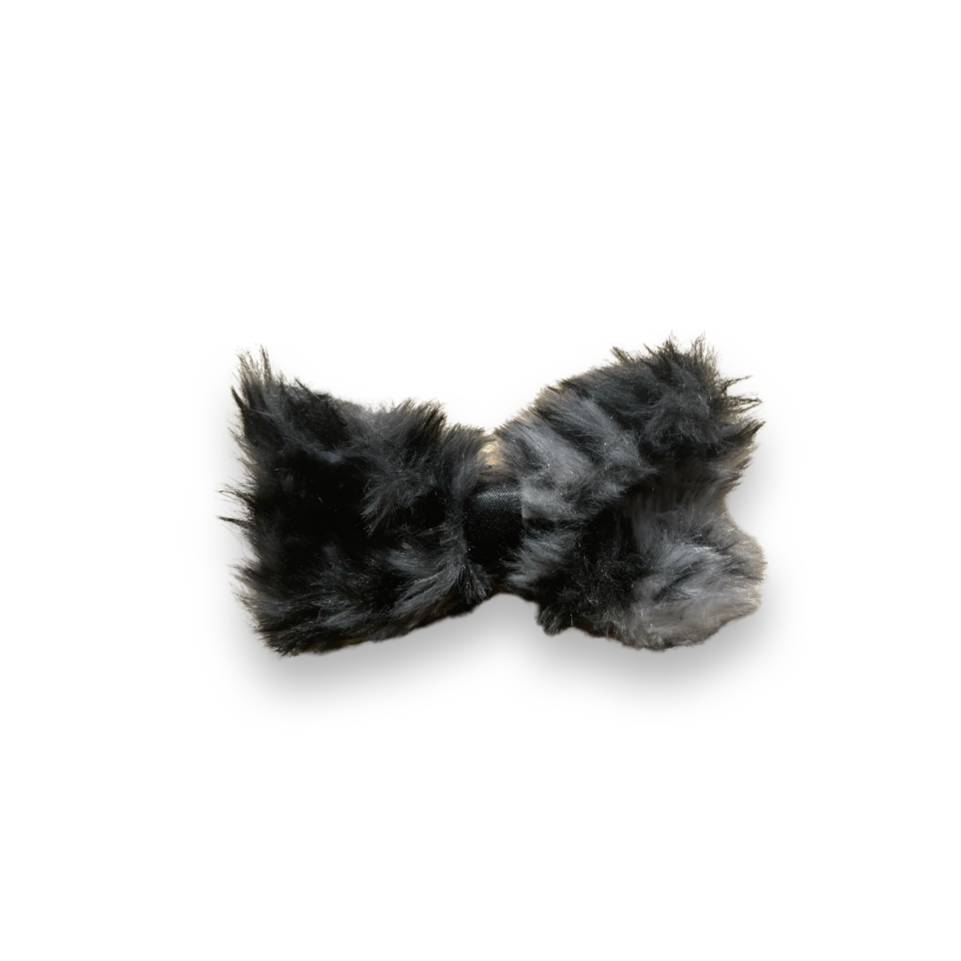 Black Faux Fur Cheetah Dog Bow Tie by PetGlamr