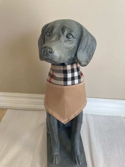Camel Plaid Personalized Dog Bandana, view 2
