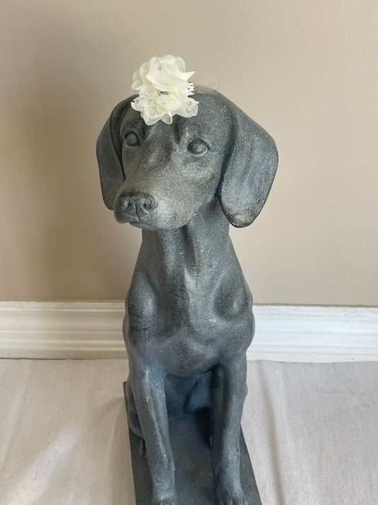 Ivory Tulle Flower Dog Hair Clip, view 2