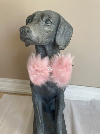 Pink Faux Fur Dog Bow Tie, view 2