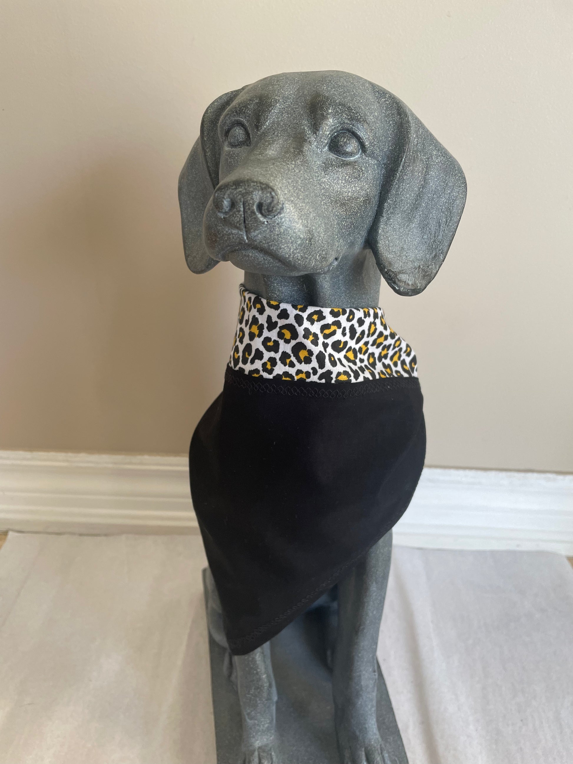 Yellow Leopard Print Personalized Dog Bandana, alternate view